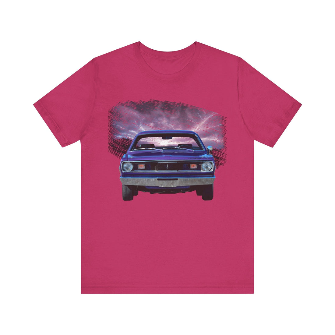 1970 Duster lightning series short sleeve tee with car design.