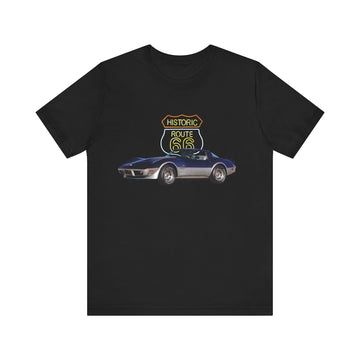 1978 Chevy Corvette Pace car in our Route 66 in the dark series Short Sleeve T-Shirt