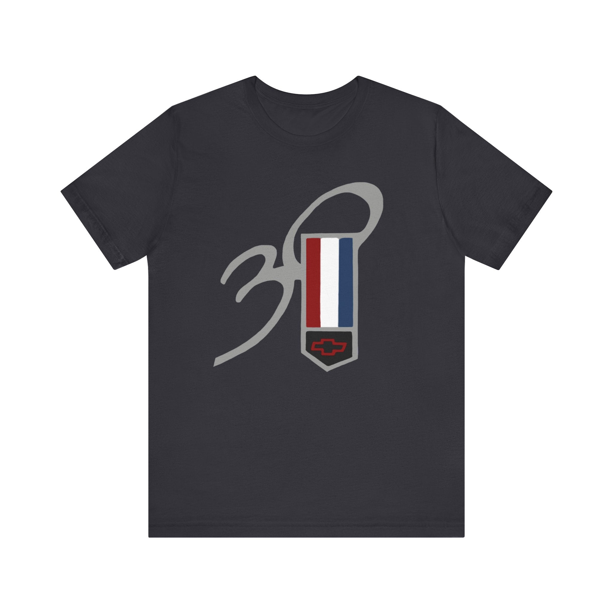 30th Anniversary Chevy Camaro Emblem short sleeve tee with classic emblem design on soft black fabric.
