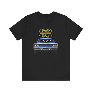 1970 Plymouth Roadrunner in our Route 66 in the dark series Short Sleeve T-Shirt