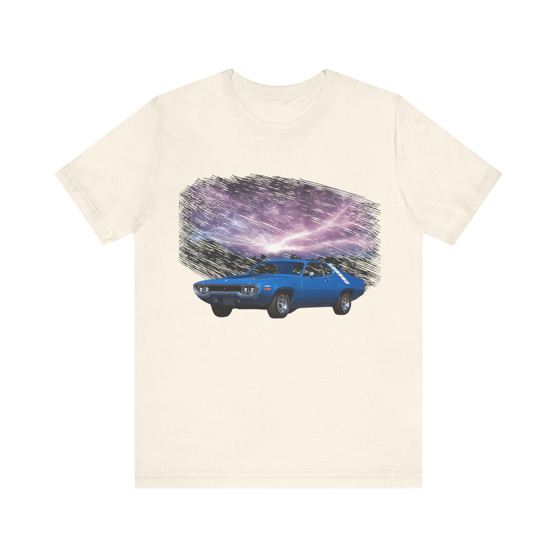 1971 Plymouth Road Runner short sleeve tee featuring classic car design.