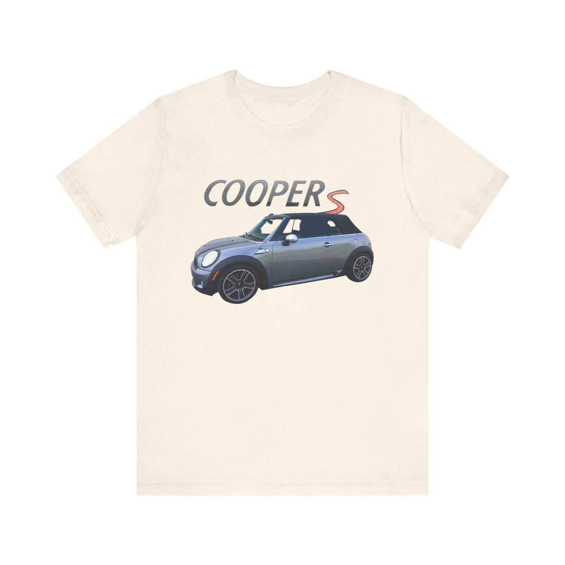 2009 Mini Cooper S Short Sleeve Tee featuring car graphic on light fabric.