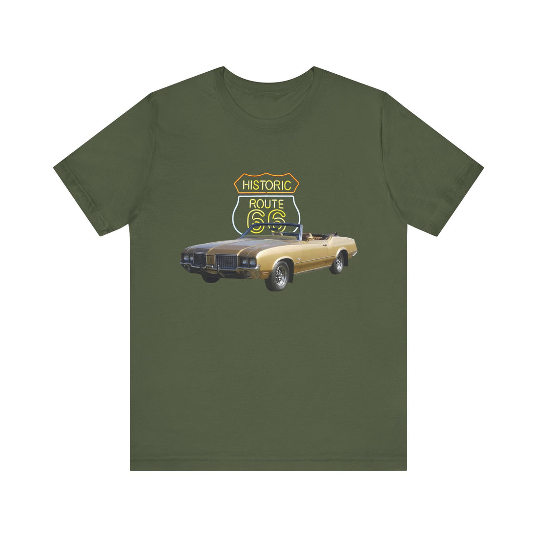 1972 Olds Cutlass in our Route 66 in the dark series Short Sleeve T-Shirt