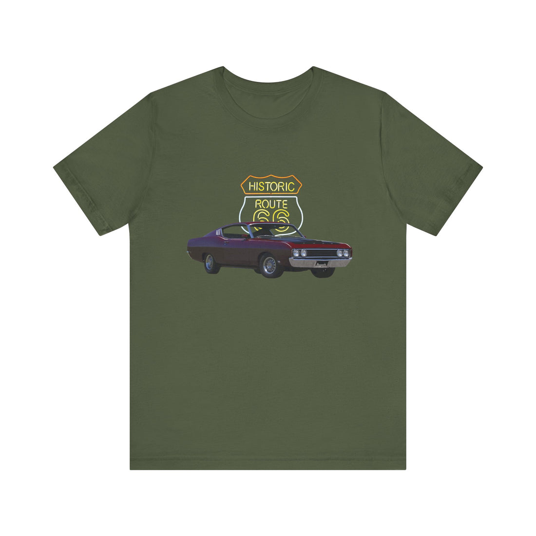 1969 Ford Torino in our Route 66 in the dark series Short Sleeve T-Shirt