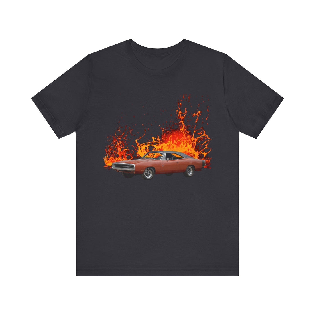 1970 Charger RT lava series short sleeve tee featuring classic car graphic.