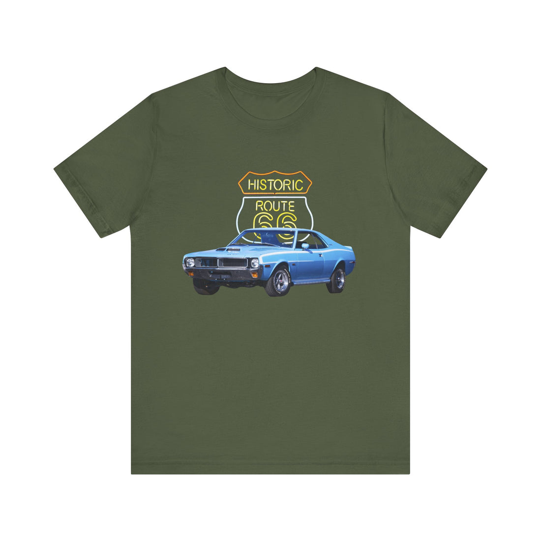 1970 AMC Javelin in our Route 66 in the dark series Short Sleeve T-Shirt