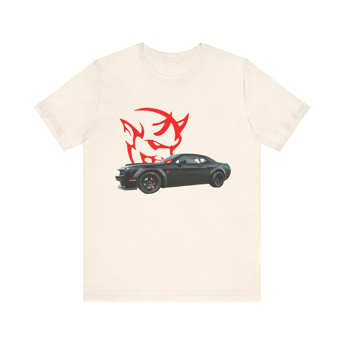2018 Dodge Challenger SRT Demon Short Sleeve Tee, black shirt with car graphic.