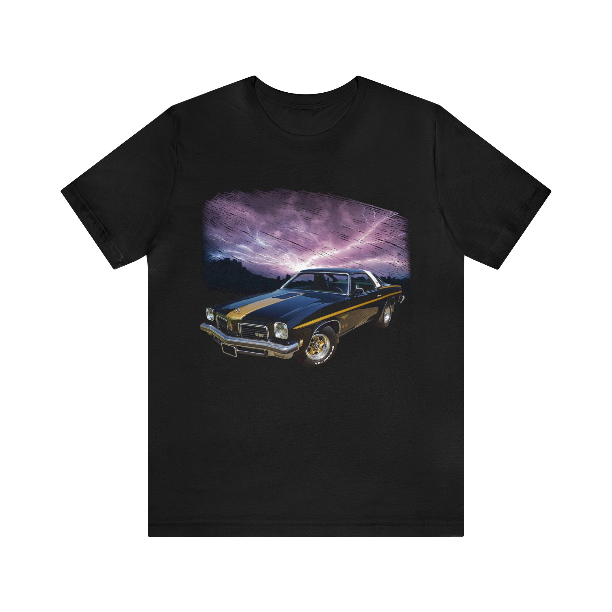 1974 Hurst Olds 442 in our lightning series Short Sleeve Tee