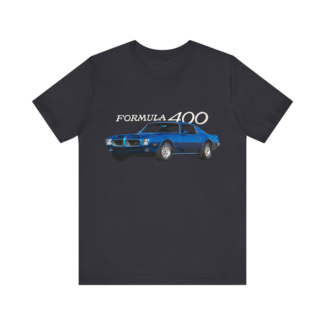 1971 Pontiac Formula Firebird Short Sleeve Tee in black with blue car graphic.