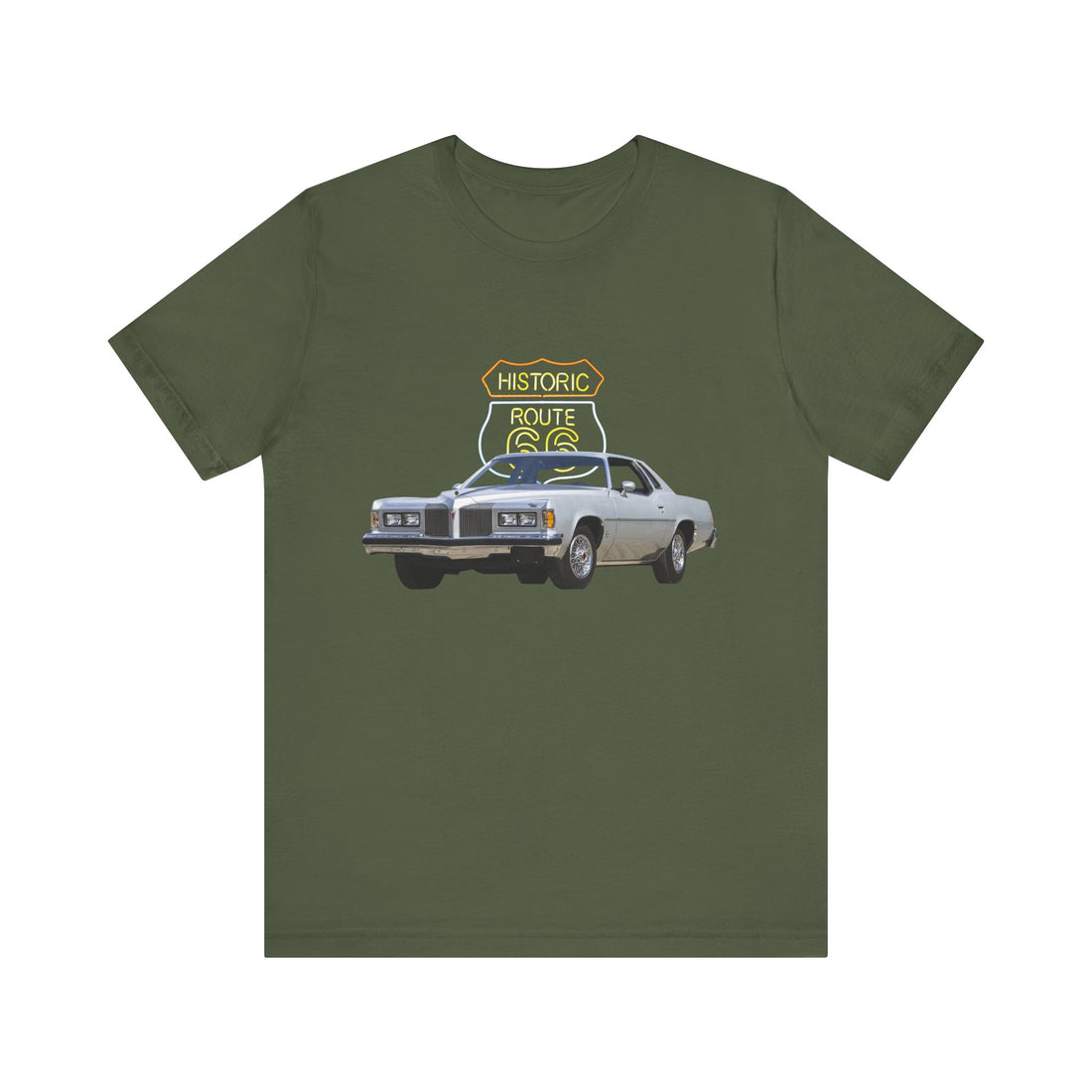 1977 Pontiac Grand Prix in our Route 66 in the dark series Short Sleeve T-Shirt