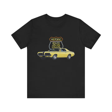 1970 Mercury Cougar Eliminator in our Route 66 in the dark series Short Sleeve T-Shirt