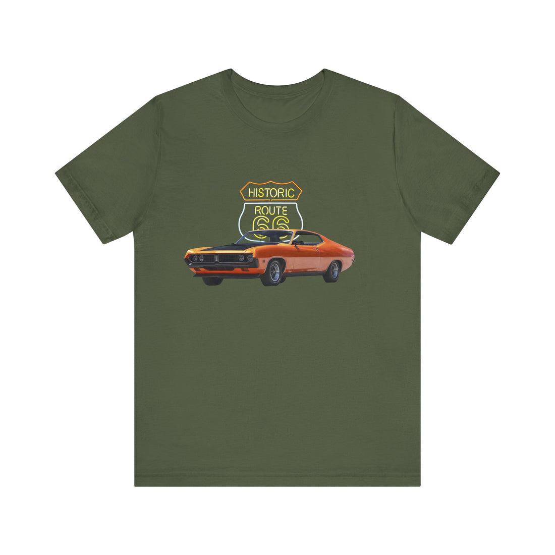1971 Ford Torino in our Route 66 in the dark series Short Sleeve T-Shirt