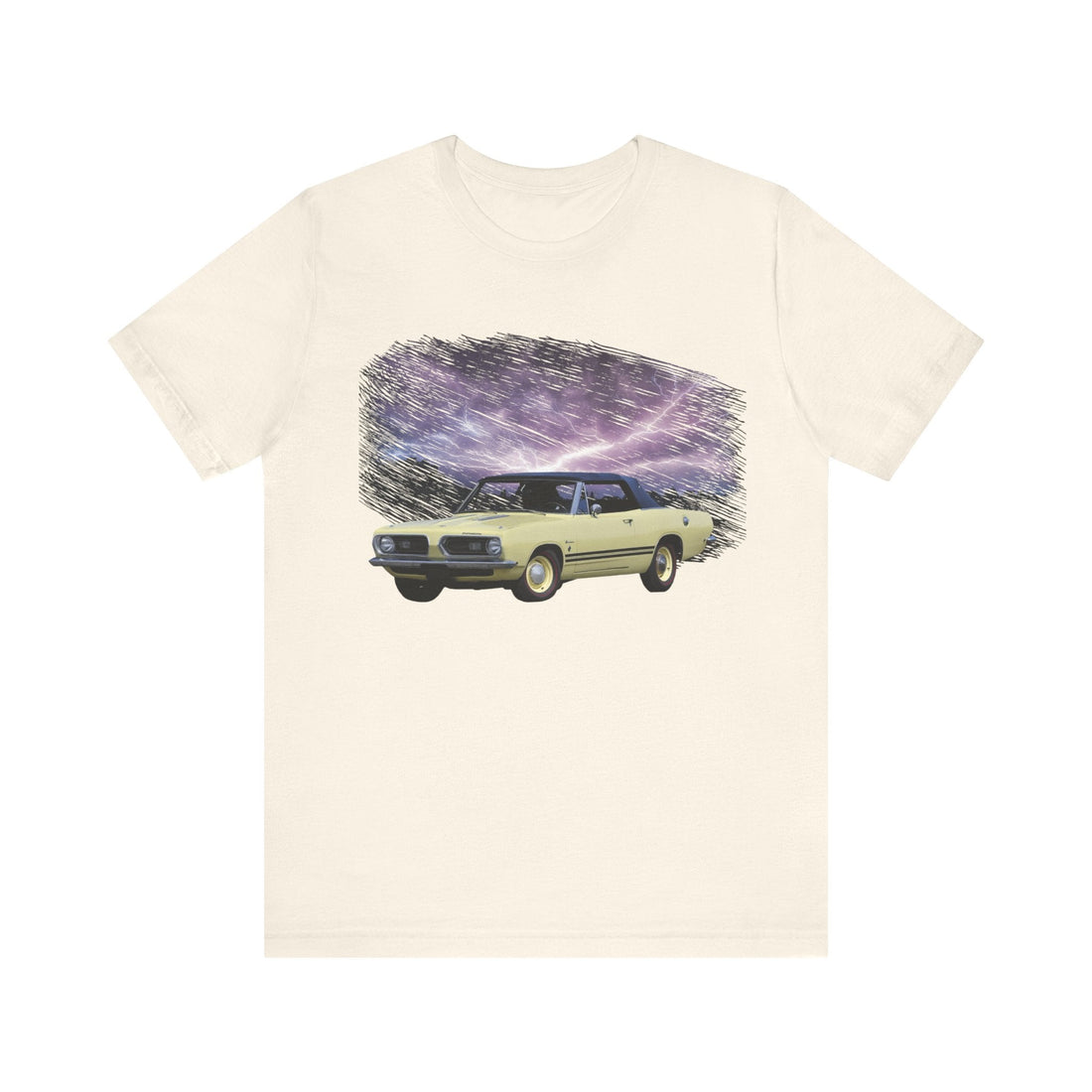 1966 Barracuda lightning series short sleeve tee with vintage car graphic.