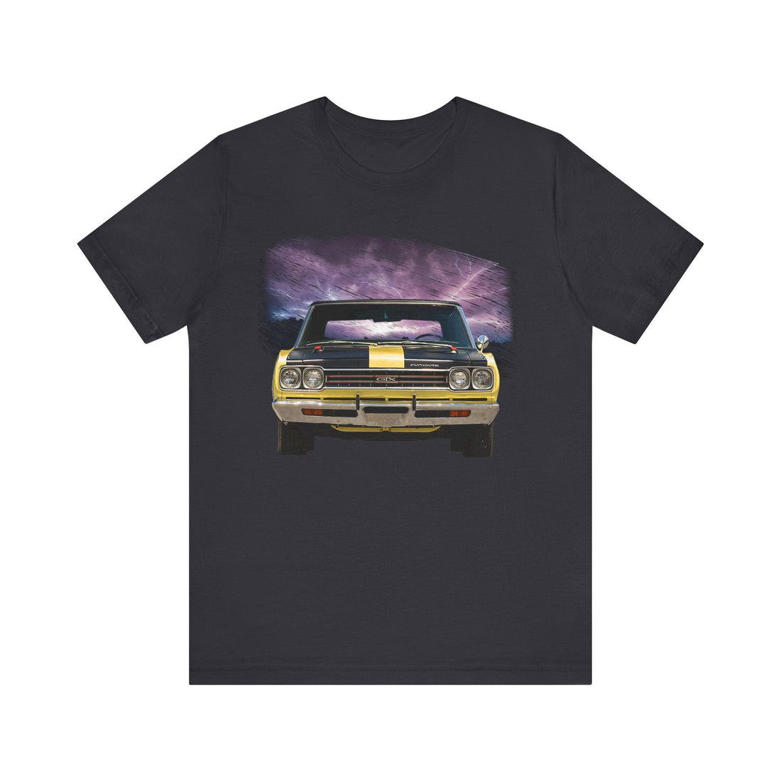 1969 GTX in our lightning series short sleeve tee with car graphic.