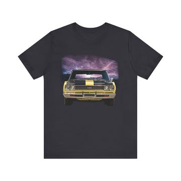 1969 GTX in our lightning series short sleeve tee with car graphic.