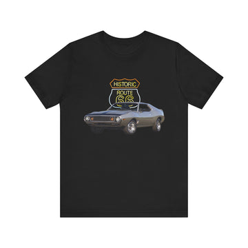 1973 AMX in our Route 66 in the dark series Short Sleeve T-Shirt