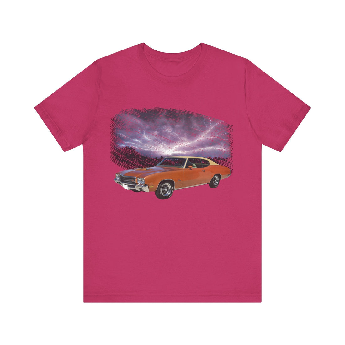 1971 Buick GS Gran Sport graphic tee from lightning series, short sleeve black shirt.