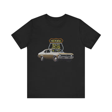 1970 Chevy Nova in our Route 66 in the dark series Short Sleeve T-Shirt