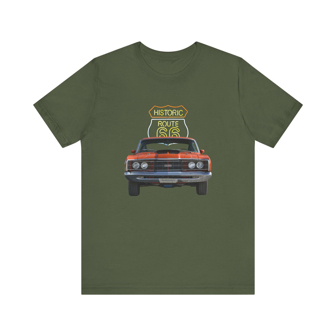 1969 Mercury Cyclone in our Route 66 in the dark series Short Sleeve T-Shirt
