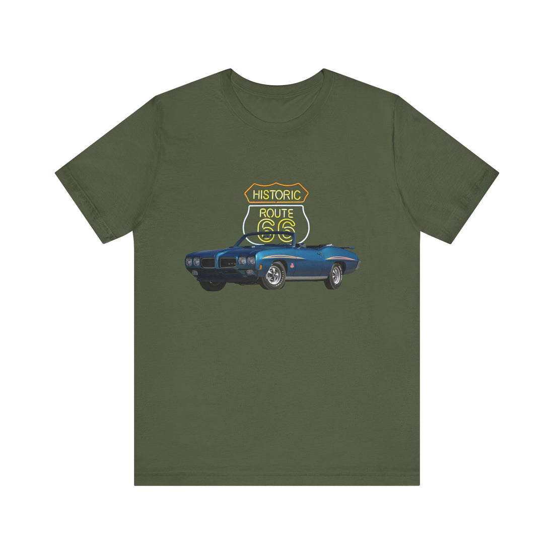 1970 Pontiac GTO Judge in our Route 66 in the dark series Short Sleeve T-Shirt