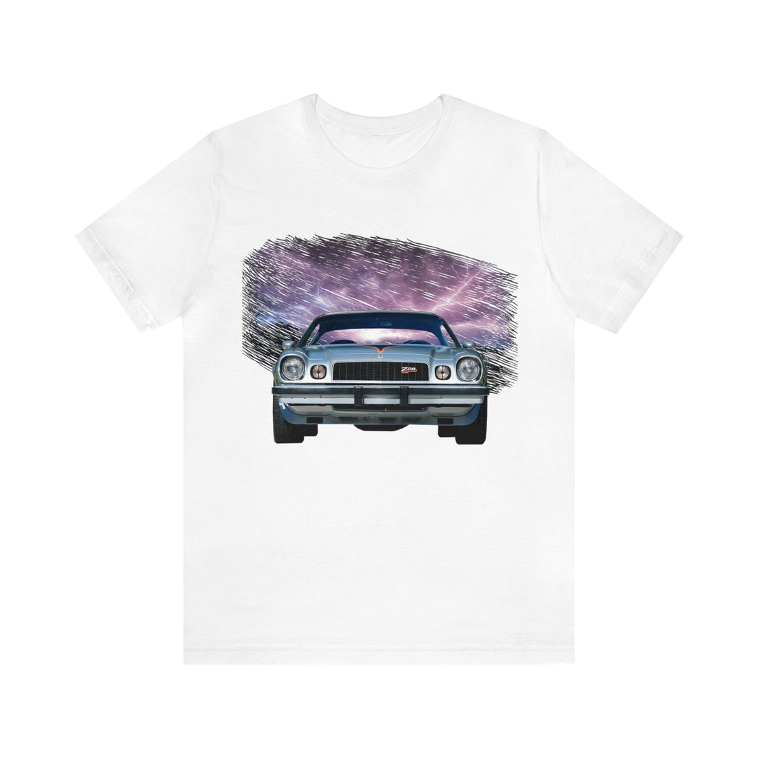 1977 Camaro Z28 in our lightning series Short Sleeve Tee