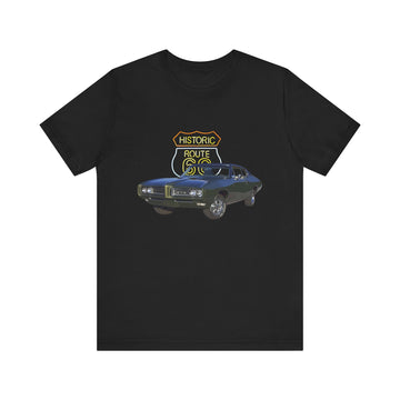 1968 Pontiac GTO in our Route 66 in the dark series Short Sleeve T-Shirt