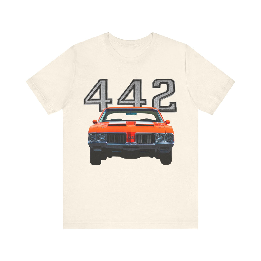 1970 Olds Cutlass 442 Short Sleeve T-Shirt with classic car graphic design.