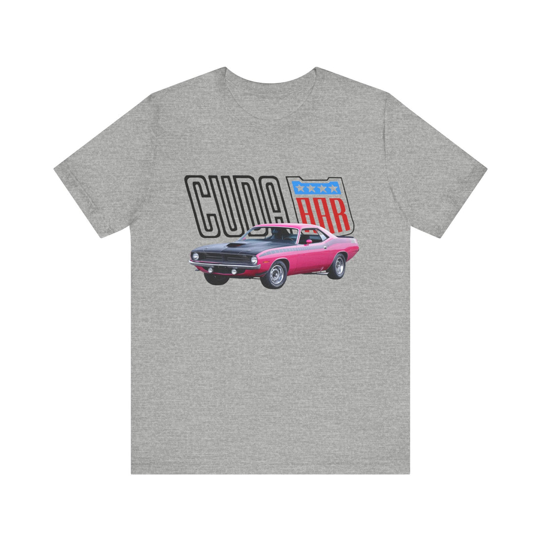 1970 AAR Cuda Short Sleeve Tee with vintage car graphic design on soft cotton fabric.