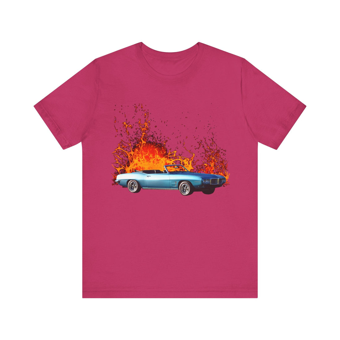 1969 Pontiac Firebird lava series short sleeve tee with vibrant car graphic.