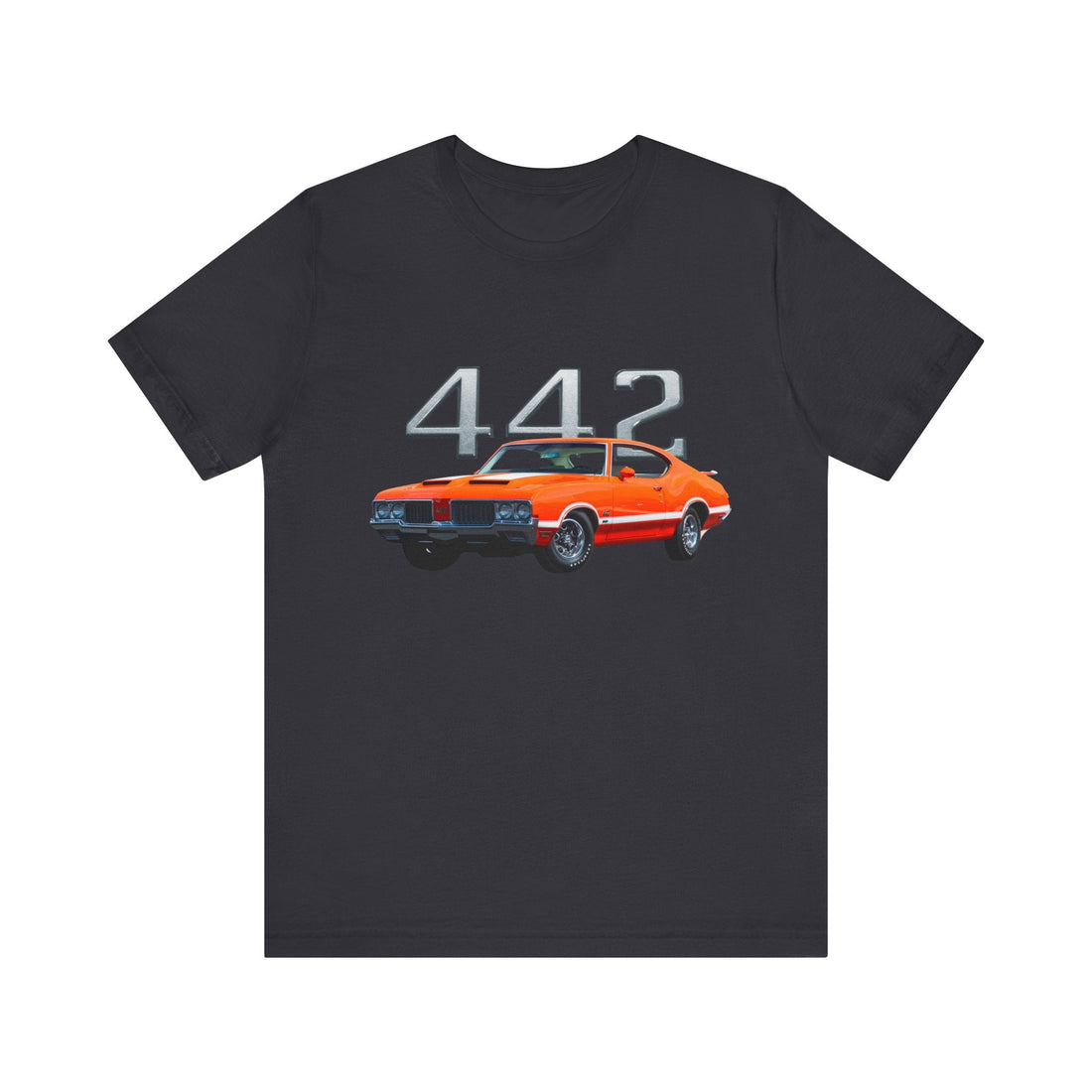 1970 Olds Cutlass 442 short sleeve T-shirt featuring classic car graphic.