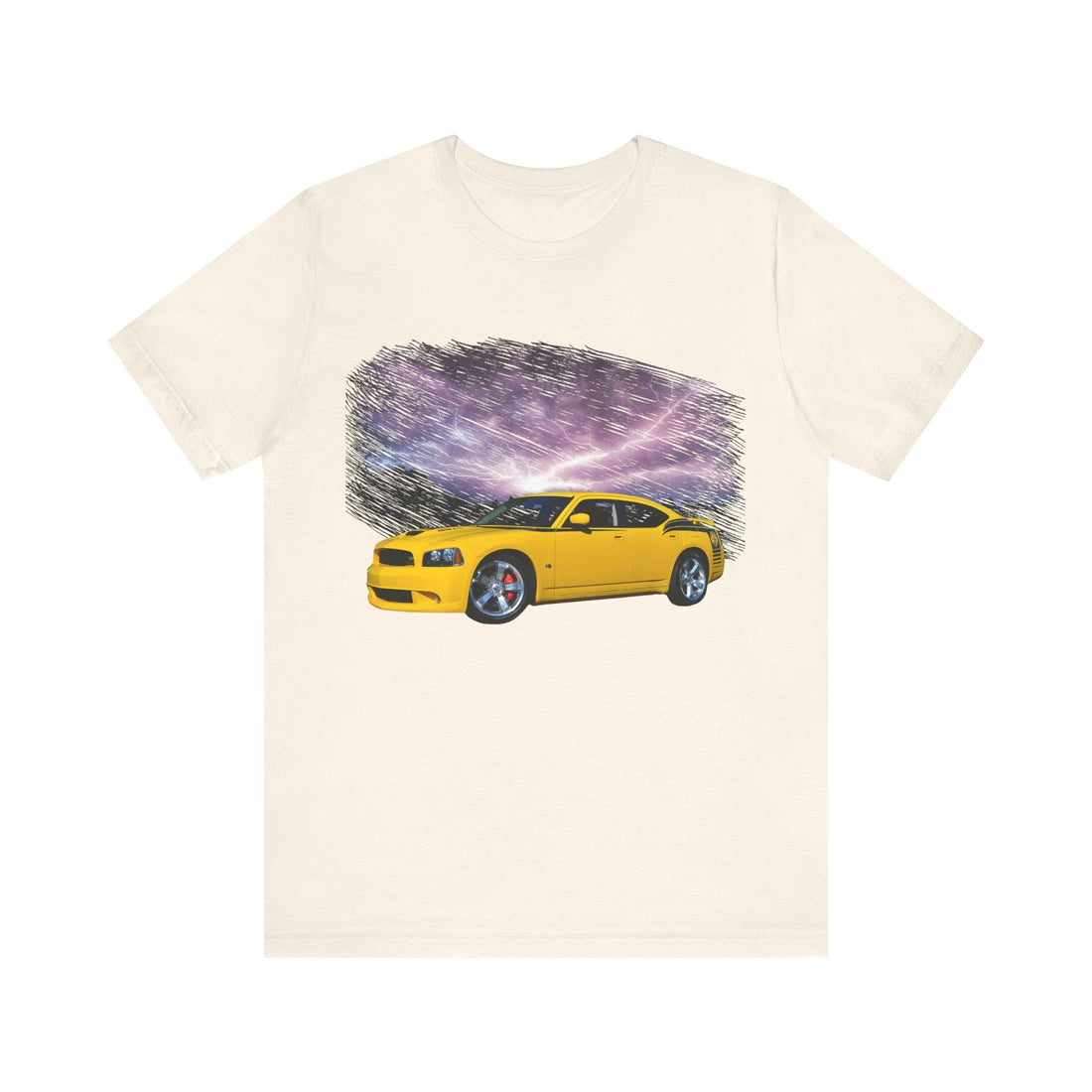 2007 Super Bee lightning series short sleeve tee with yellow car graphic.