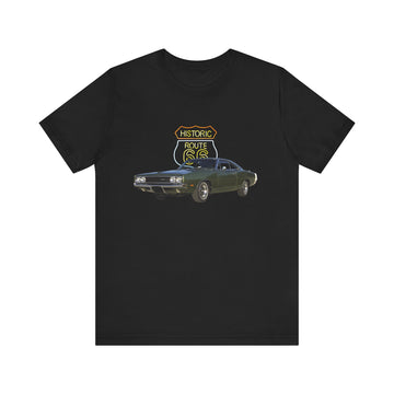1969 Dodge Charger in our Route 66 in the dark series Short Sleeve T-Shirt