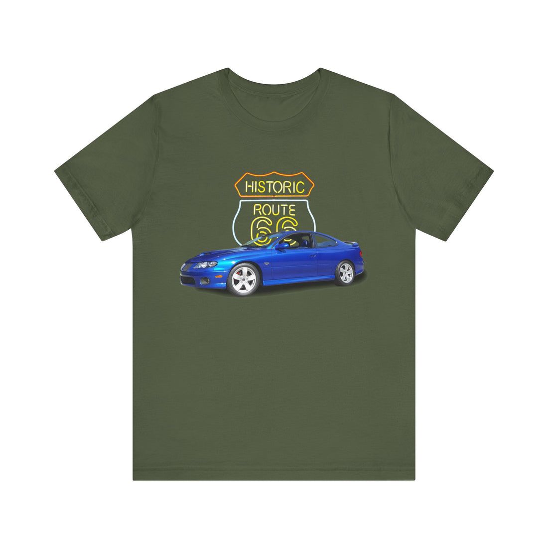 2005 Pontiac GTO in our Route 66 in the dark series Short Sleeve T-Shirt