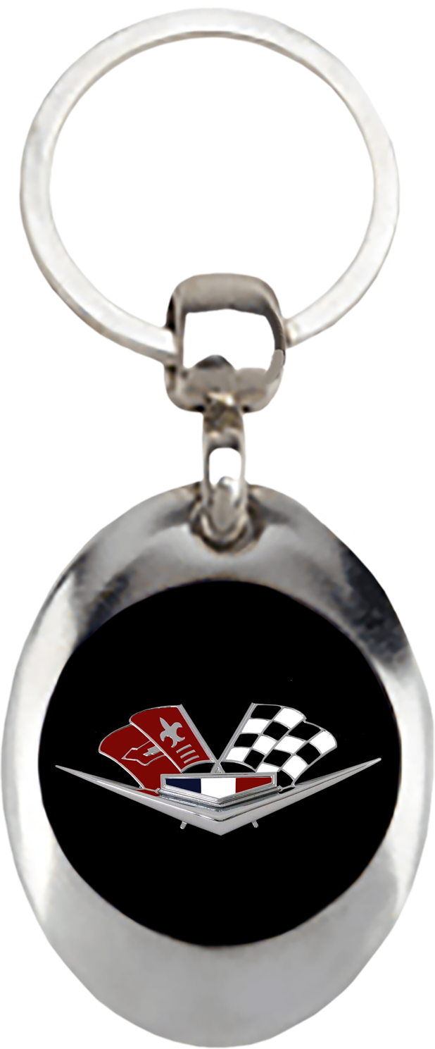 New Corvette C2 Crossed Flag logo keychain!