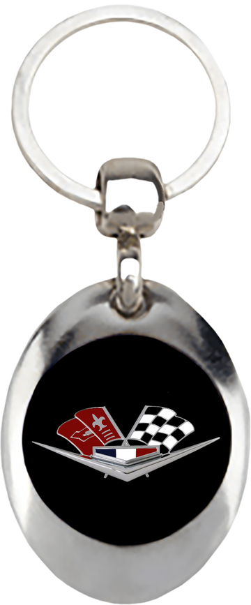 New Corvette C2 Crossed Flag logo keychain!