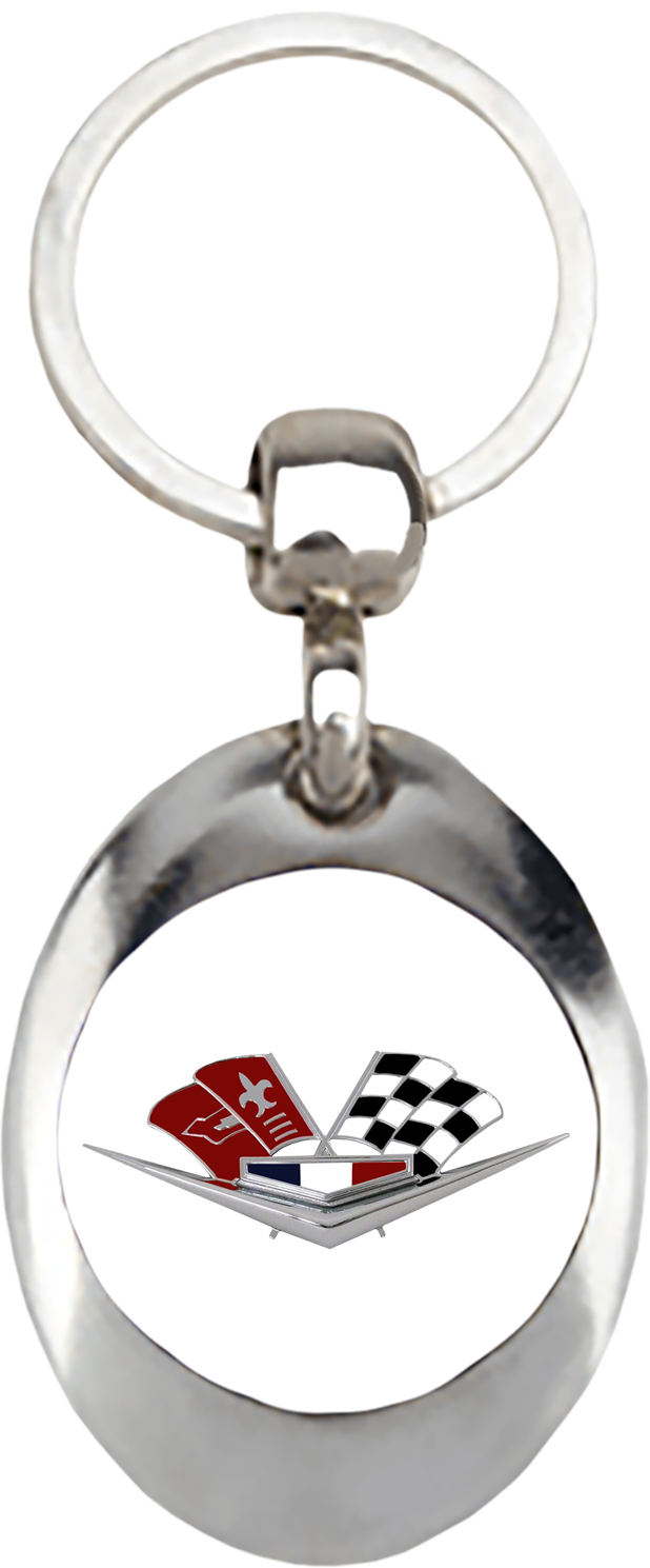 New Corvette C2 Crossed Flag logo keychain!